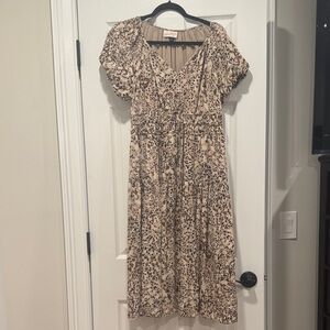 Universal Thread Beige Patterned Midi Dress